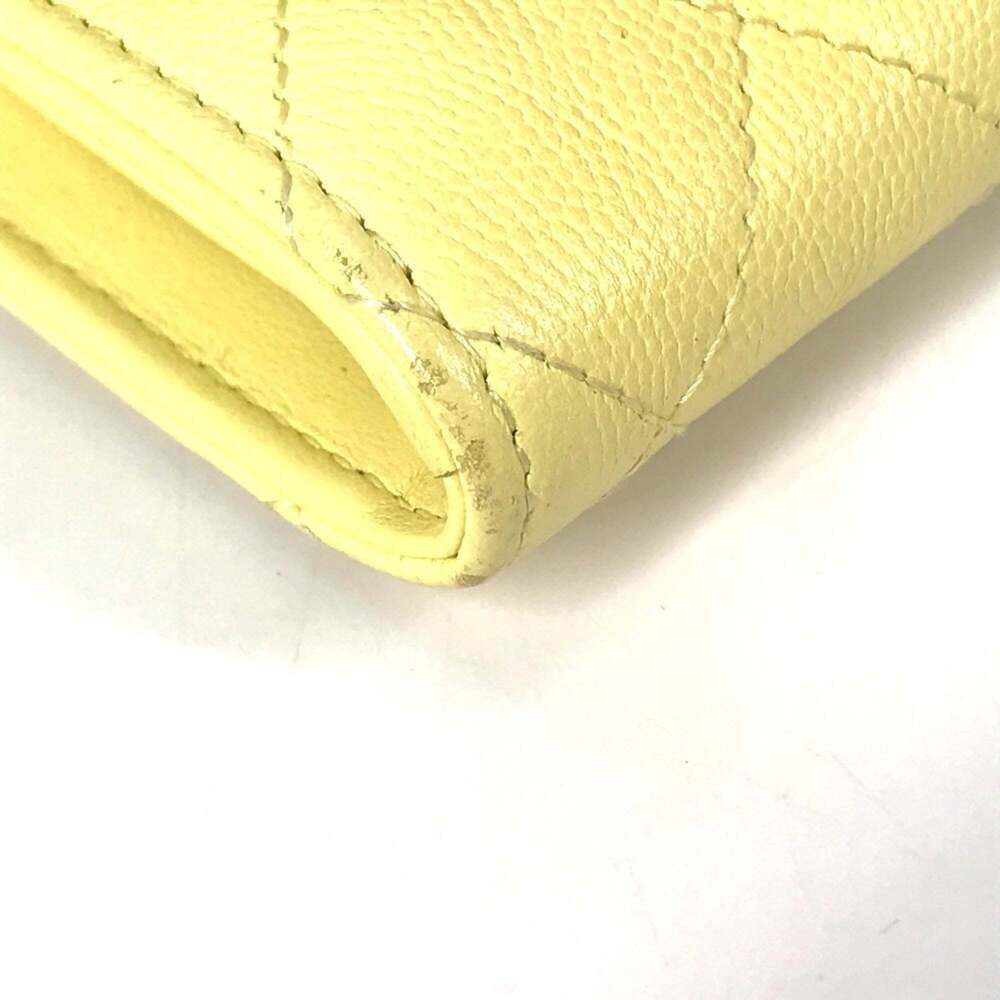 CHANEL Yellow Caviar Leather Logo Wallet - Picture 6 of 16